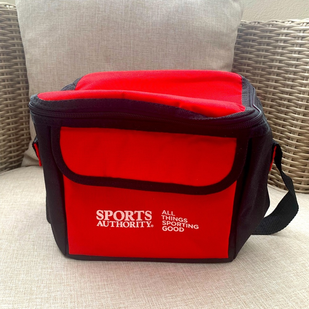 NEW Sports Authority Lunchbox: Red/Black, White Signature Logo, 10x8x6 inches